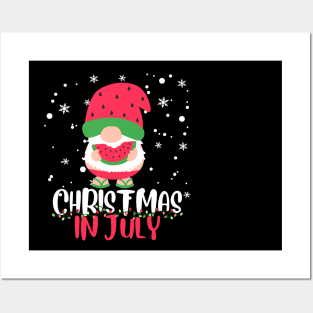 Funny Christmas in July Watermelon Xmas Tree Santa Summer Posters and Art